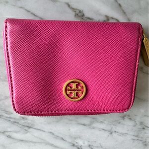 Tory Burch Fuchsia Wallet with Gold Logo
